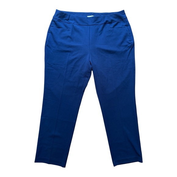 Blue Cropped Pants with Elastic Waistband - Picture 1 of 6